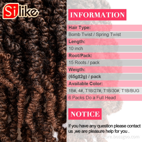 Bomb  kinkyTwistNew Style 10inch 15stands  Pre-Crochet Braids Senegalese Passion Spring Twist Hair with Curly Ends Wavy Glance